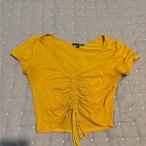 Forever 21 Mustard Ruched Crop Top